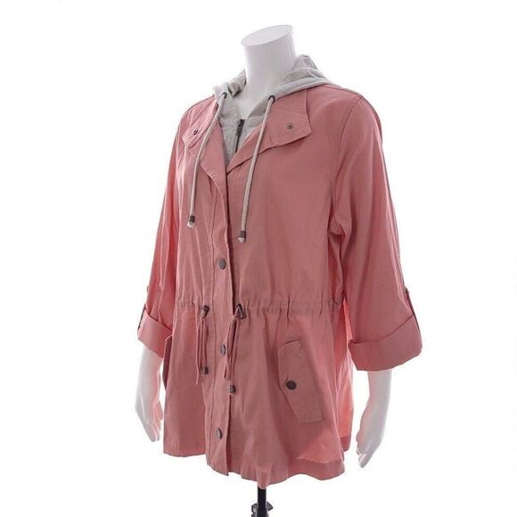Torrid Womens Twill Jersey Sleeve Anorak Sweatshirt 11655265 Pink Sz 1 - Picture 1 of 8